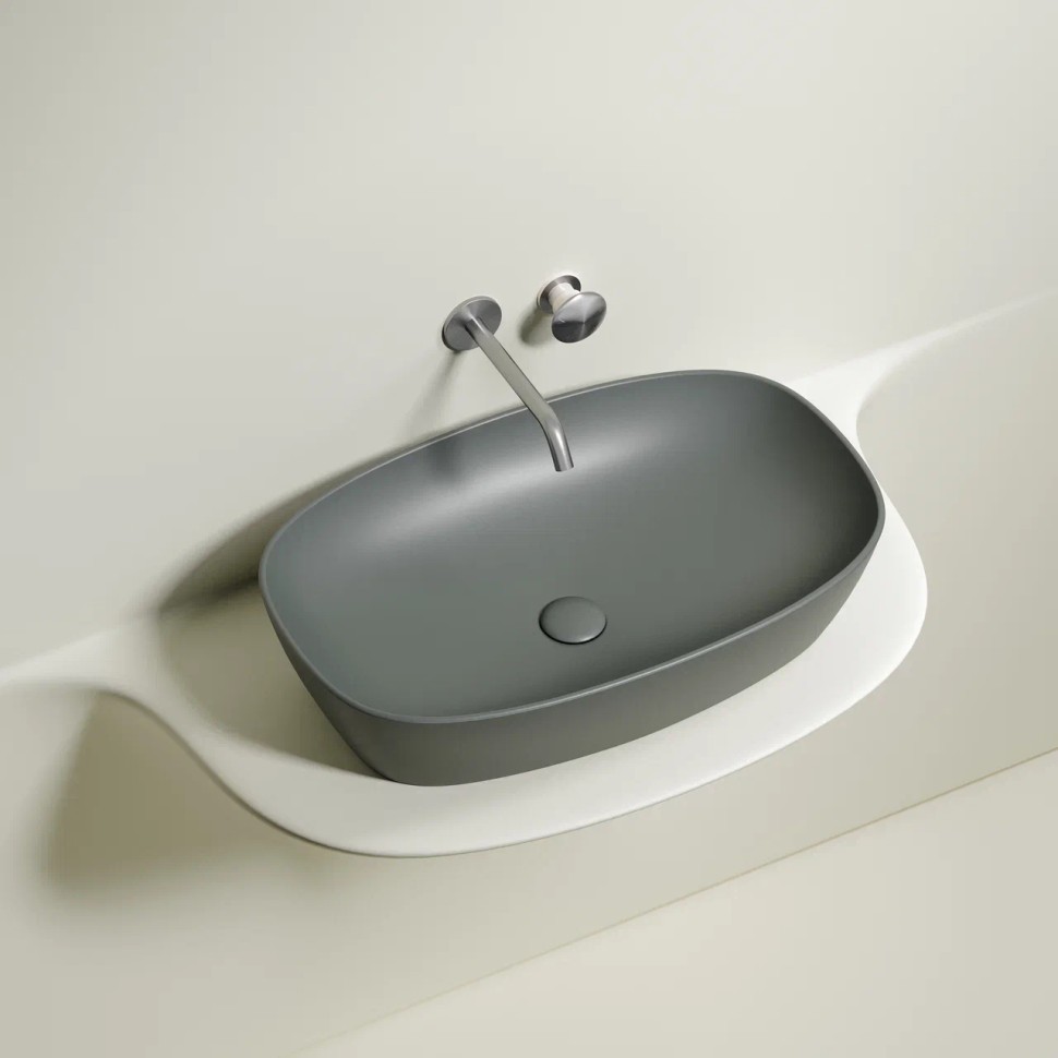 Умывальник чаша накладная овальная (цвет Антрацит Матовый) Element 600x380x138мм