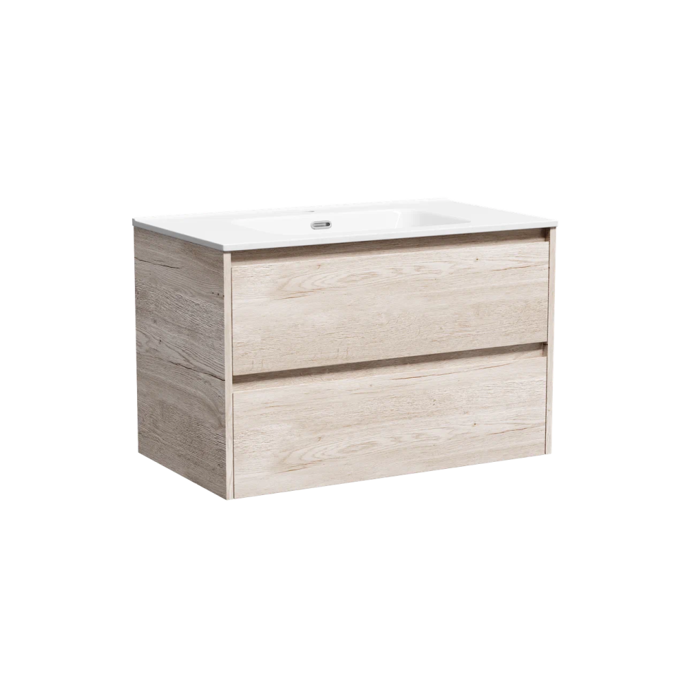 Тумба подвесная SANCOS Libra 790х450х500, c двумя ящиками оснащенными доводчиками, дуб галифакс натуральный, арт. LB80EG
