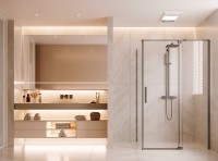 Душевой уголок Экстенза (Extenza) VSR-4EX901090CLGM, 900/1000*900, вороненая сталь, стекло прозрачное