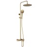 AQM8008BG Душ. сист. с терм. и изливом, O250, лейка 3 реж, высота 1100-1500мм, Brushed gold
