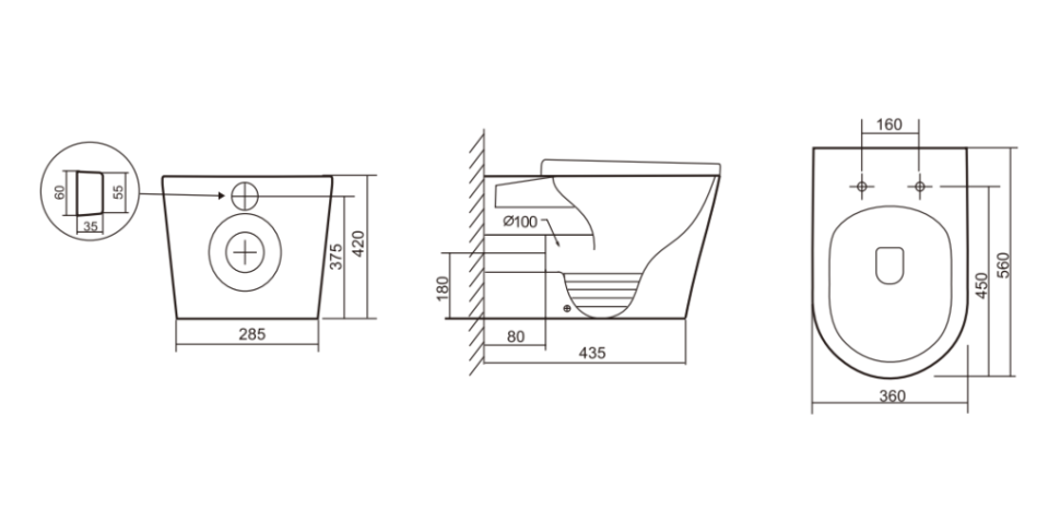 Унитаз приставной IBERICA BLANCA BURGOS ALTO Tornado белый (IB.BRA.334.1B1)