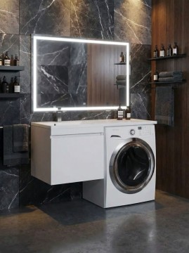 Тумба под стиральную машину подвесная Uperwood Magenta 45х50х55 см, белая, выдвижной ящик
