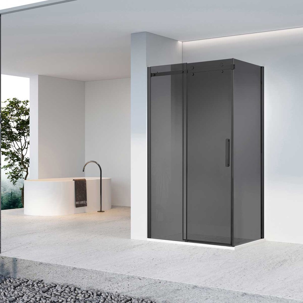 Душевой уголок Como-N VSR-4CN1012CGB, 1200*1000, черный, стекло тонированное
