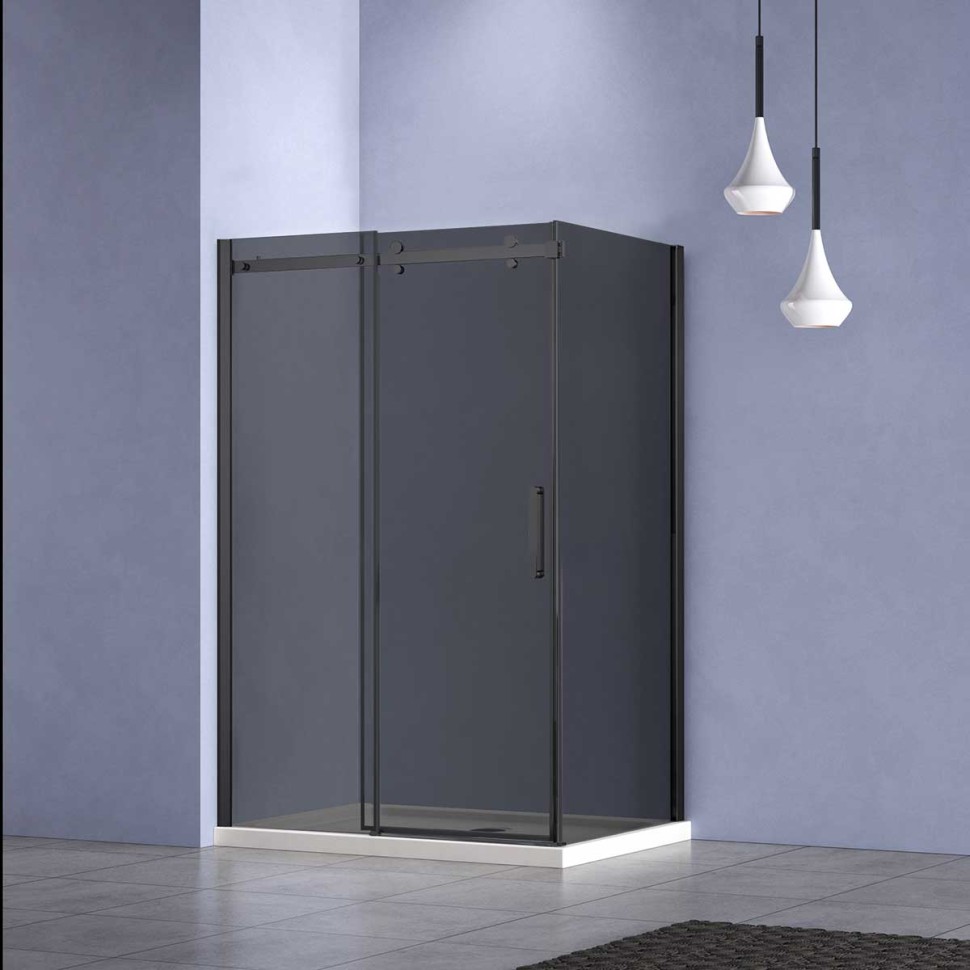 Душевой уголок Como-N VSR-4CN1012CGB, 1200*1000, черный, стекло тонированное