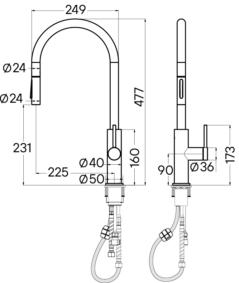 Смеситель для кухни Senso, антрацит, Se215180-AN, Paulmark
