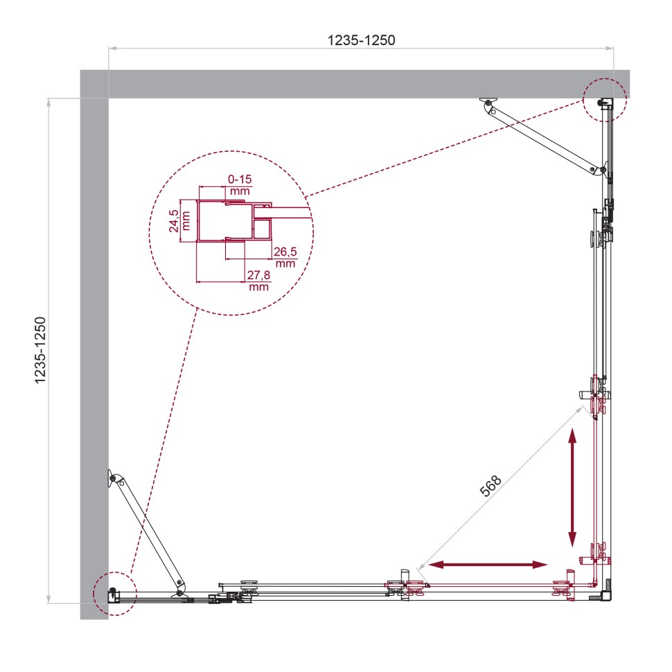 Душевой уголок BelBagno LUCE-A-22-100+25-C-Cr