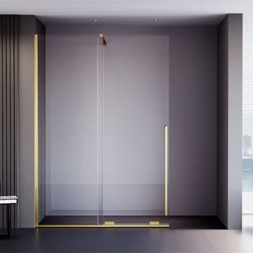 Душевая перегородка Veconi Premium Trento PTDW-50G, 1200x2000, брашированное золото, стекло прозрачное
