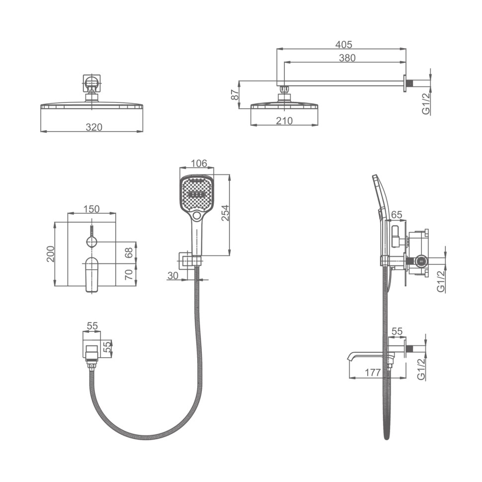 Душевая система Splenka встраиваемая S31.27.06 Черный