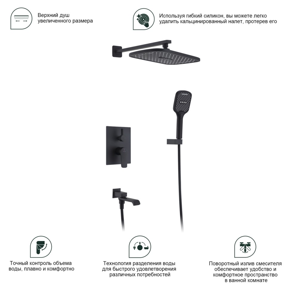 Душевая система Splenka встраиваемая S31.27.06 Черный
