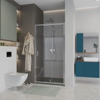 Дверь в нишу Niagara Nova NG-63-9A (90х195) хром,дверь распашная,стекло прозрачное,1 место
