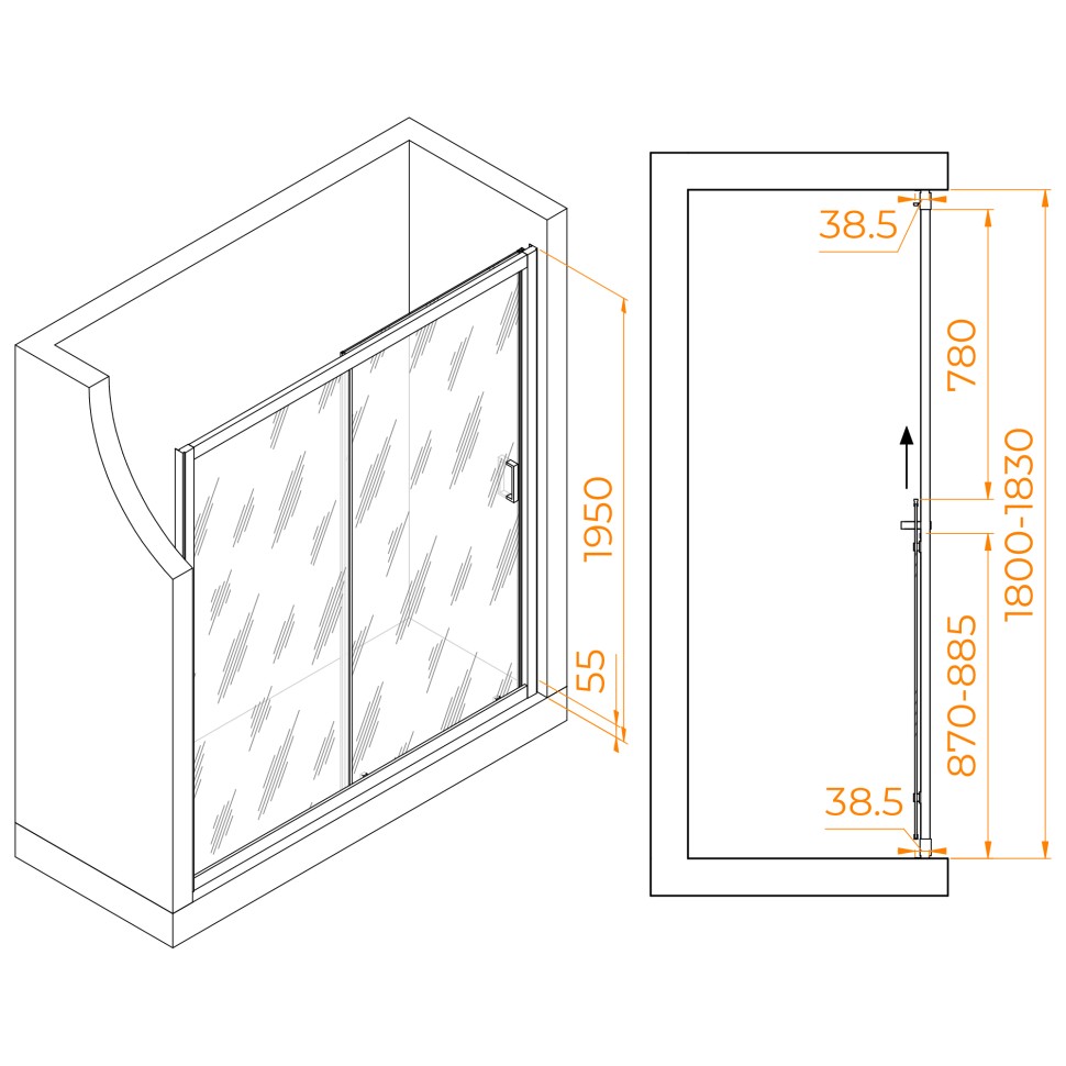 Душевая дверь RGW PA-016B (Прозрачное, 1800)