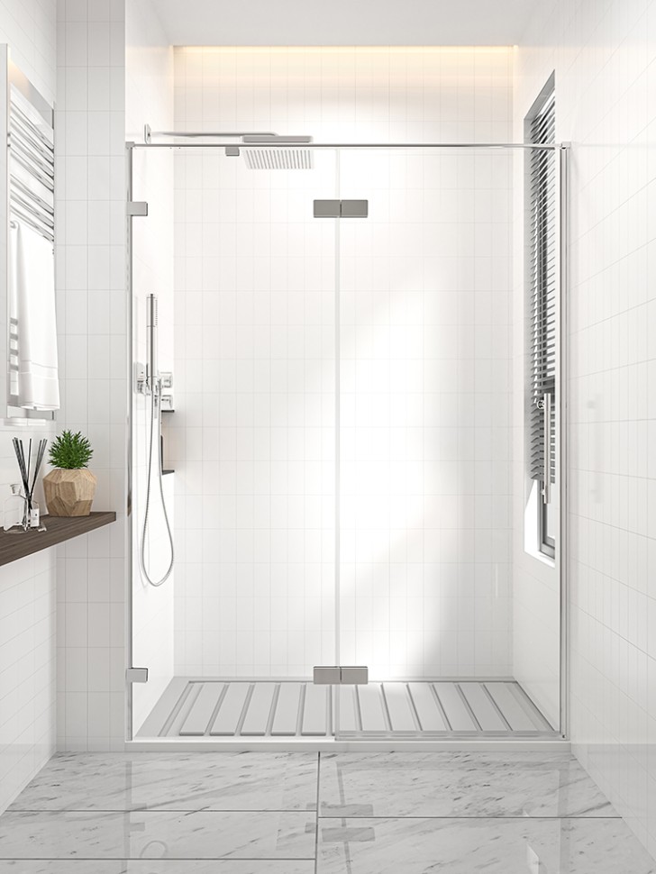 Душевая дверь раздвижная Premium Prato 300 CH-L, 1100х2000, хром, стекло прозрачное