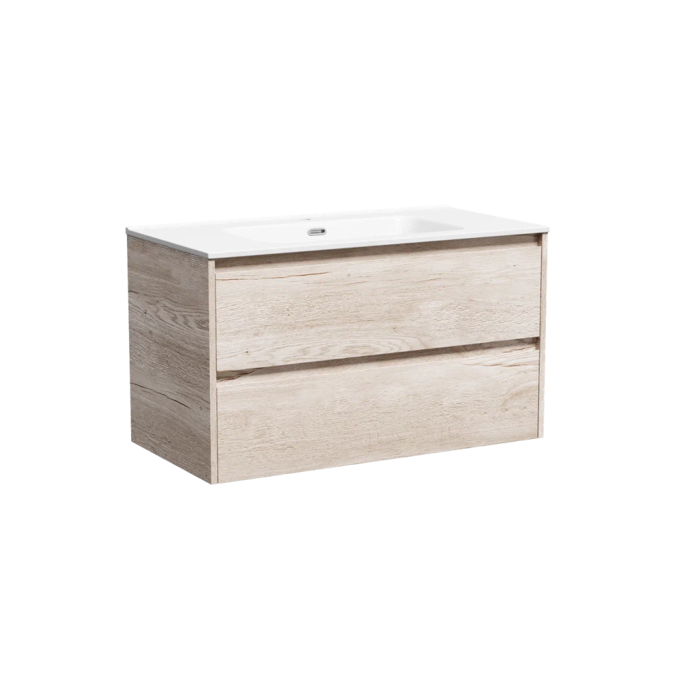 Тумба подвесная SANCOS Libra 890х450х500, c двумя ящиками оснащенными доводчиками, дуб галифакс натуральный, арт. LB90EG