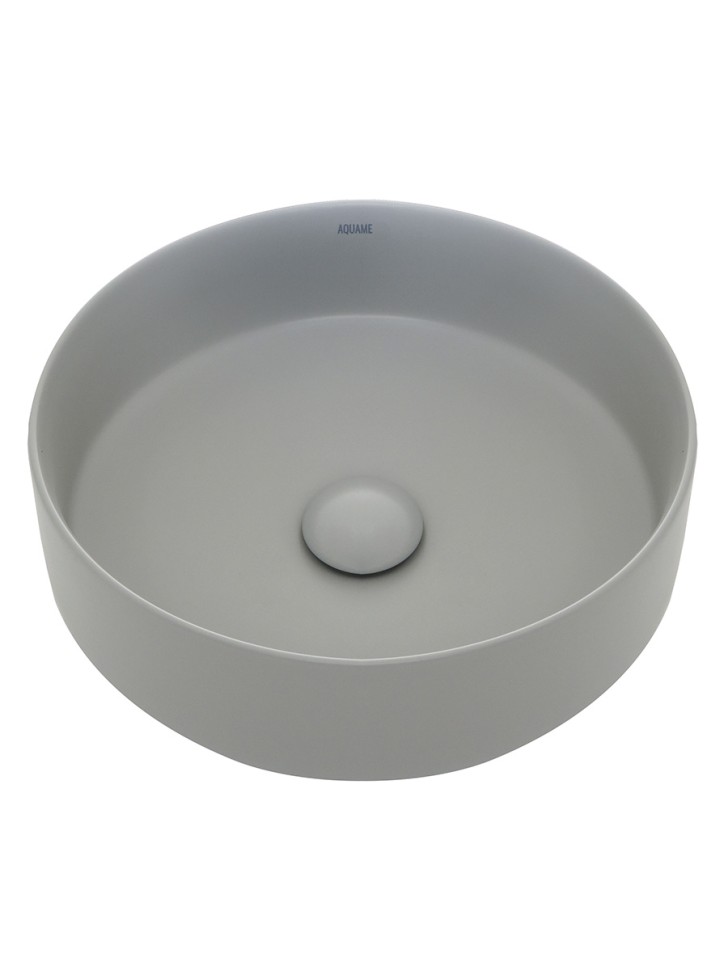 AQM5012 Раковина накладная круглая, цвет светло-серый матовый. 355x355x120