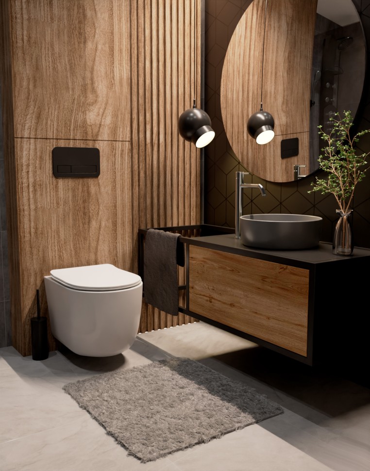 AQM5012 Раковина накладная круглая, цвет светло-серый матовый. 355x355x120