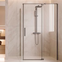 Душевой уголок Экстенза (Extenza) VSR-4EX101190CLGM, 1000/1100*900, вороненая сталь, стекло прозрачное