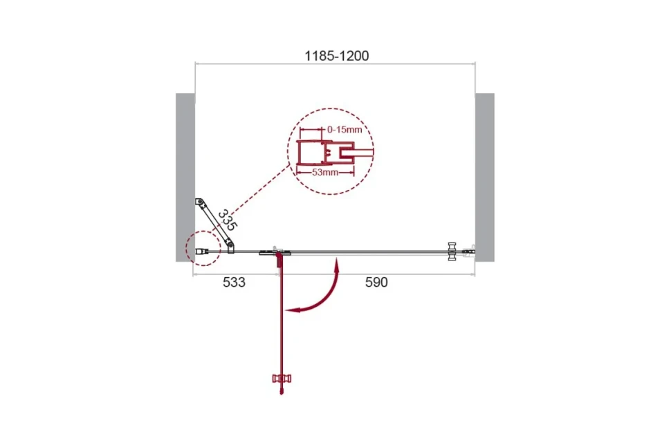 Душевая дверь BelBagno KRAFT-60/60-C-Cr-L