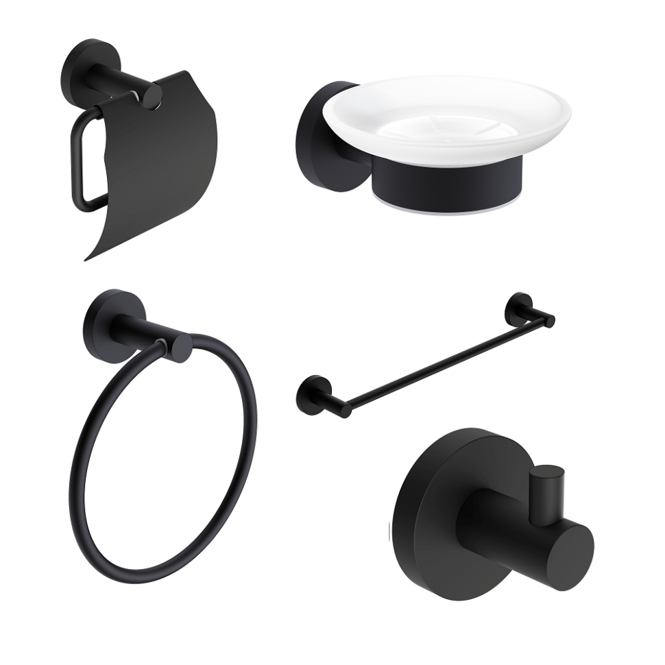AQM7221MB Trento Набор аксессуаров 5 в 1, черный матовый