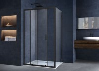 Душевой уголок Alpha VSR-3AL9012CLB, 1200*900, черный, стекло прозрачное