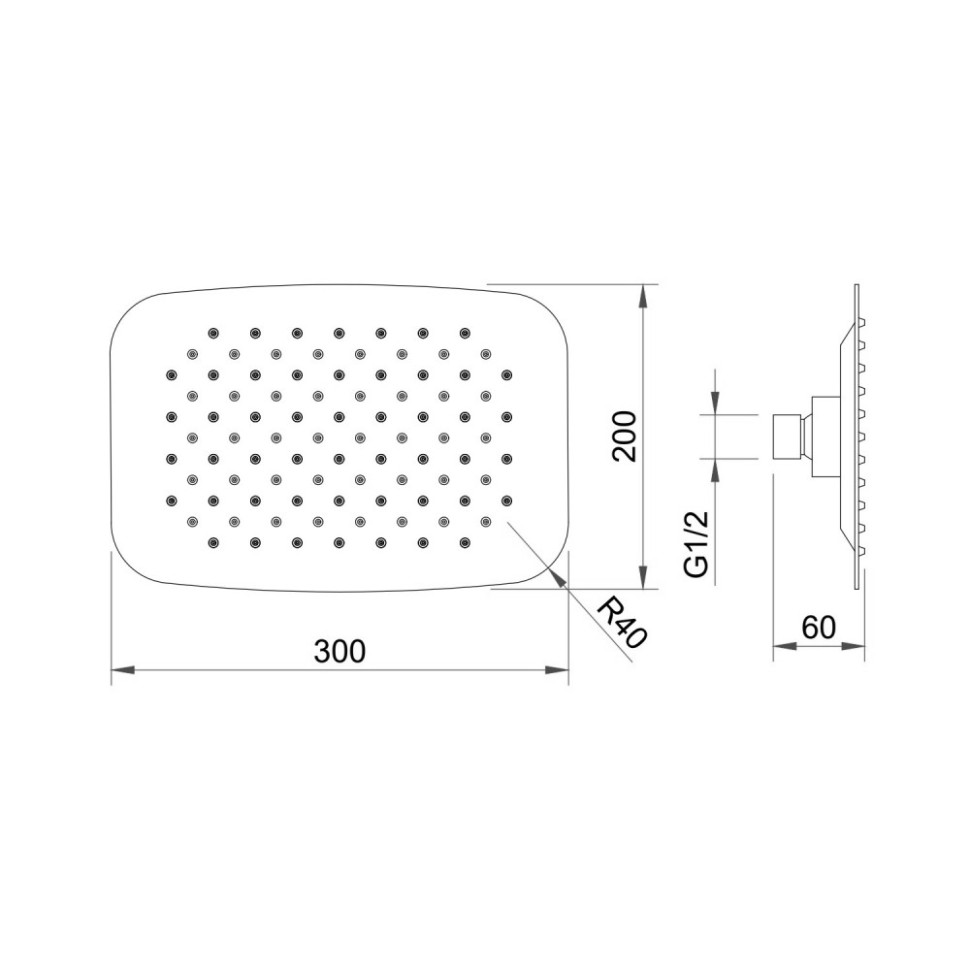 Верхний душ BERGES VENTAS O BLACK 30x20 см, черный матовый