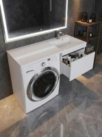 Тумба под стиральную машину подвесная Uperwood Magenta 45х50х55 см, белая/графит, выдвижной ящик