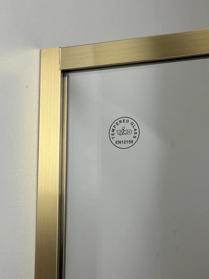Timo Душевая дверь TDSS-120/17C-8L, раздвиж 1200*2000, проф матовое золото + торцевое стекло TSS-900/17C-8 900*2000, проф матовое золото