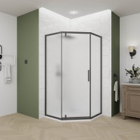 Душевой угол Veconi Ottimo P10 B, 900x900x1900, черный матовый, стекло матовое