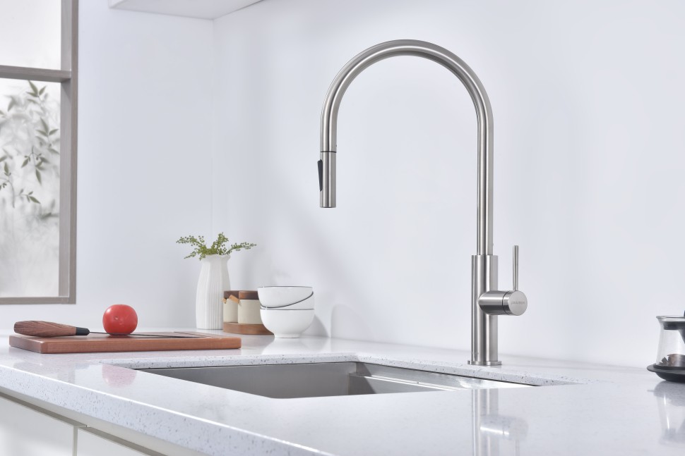 Смеситель для кухни Senso, брашированная сталь, Se215180-BS, Paulmark