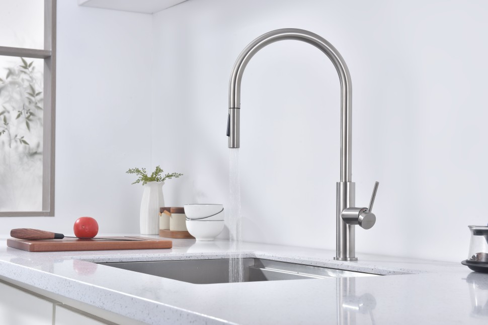 Смеситель для кухни Senso, брашированная сталь, Se215180-BS, Paulmark