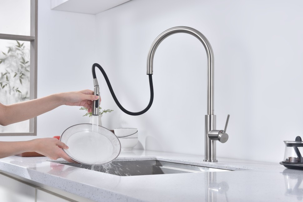 Смеситель для кухни Senso, брашированная сталь, Se215180-BS, Paulmark