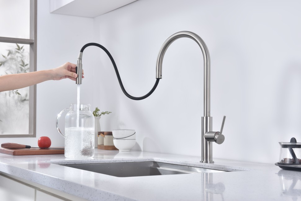 Смеситель для кухни Senso, брашированная сталь, Se215180-BS, Paulmark