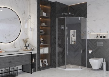 Душевое ограждение Ambassador Ritz 112011102 (90х90х200) трапеция,хром,стекло прозрачное,распашная,1 место