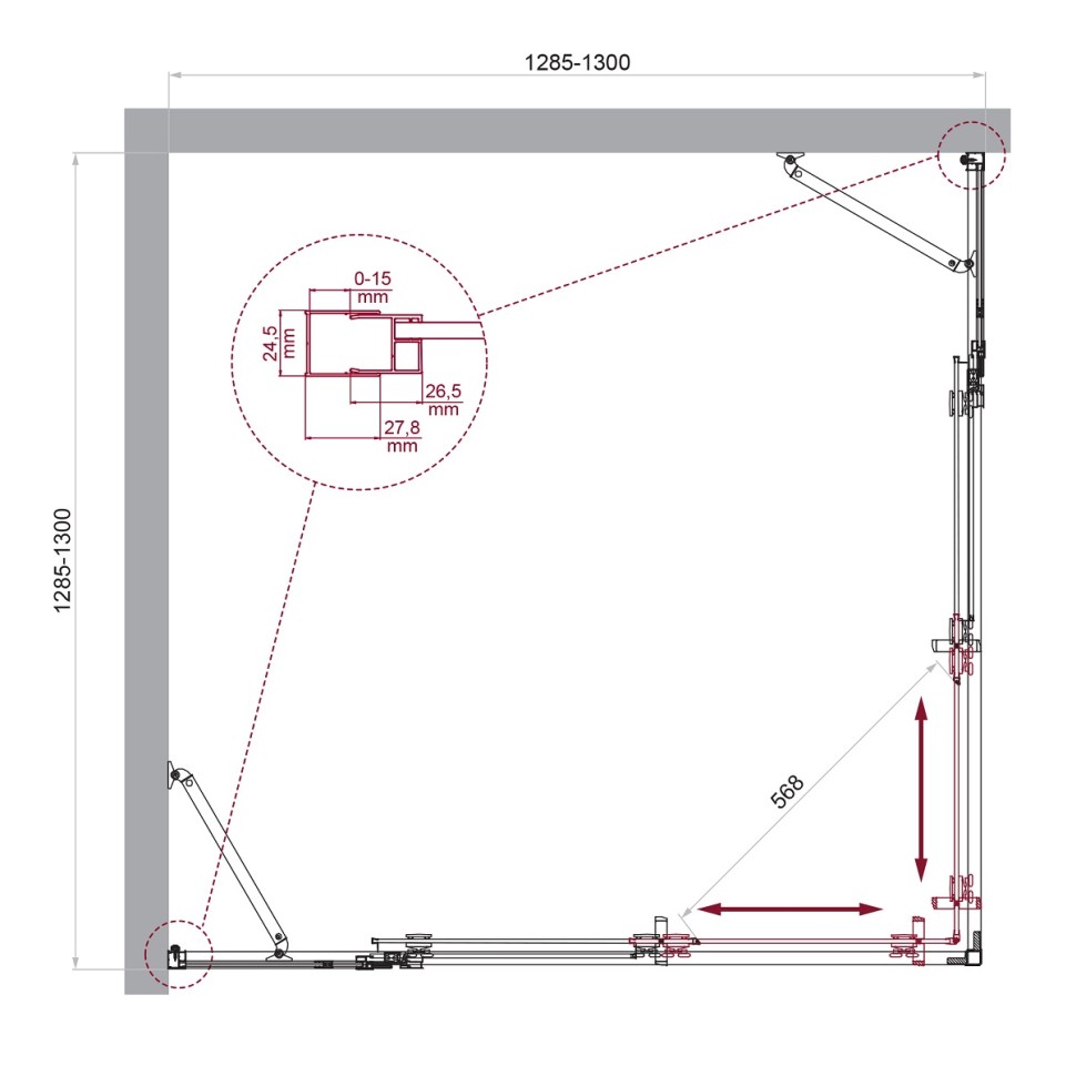 Душевой уголок BelBagno LUCE-A-22-100+30-C-Cr