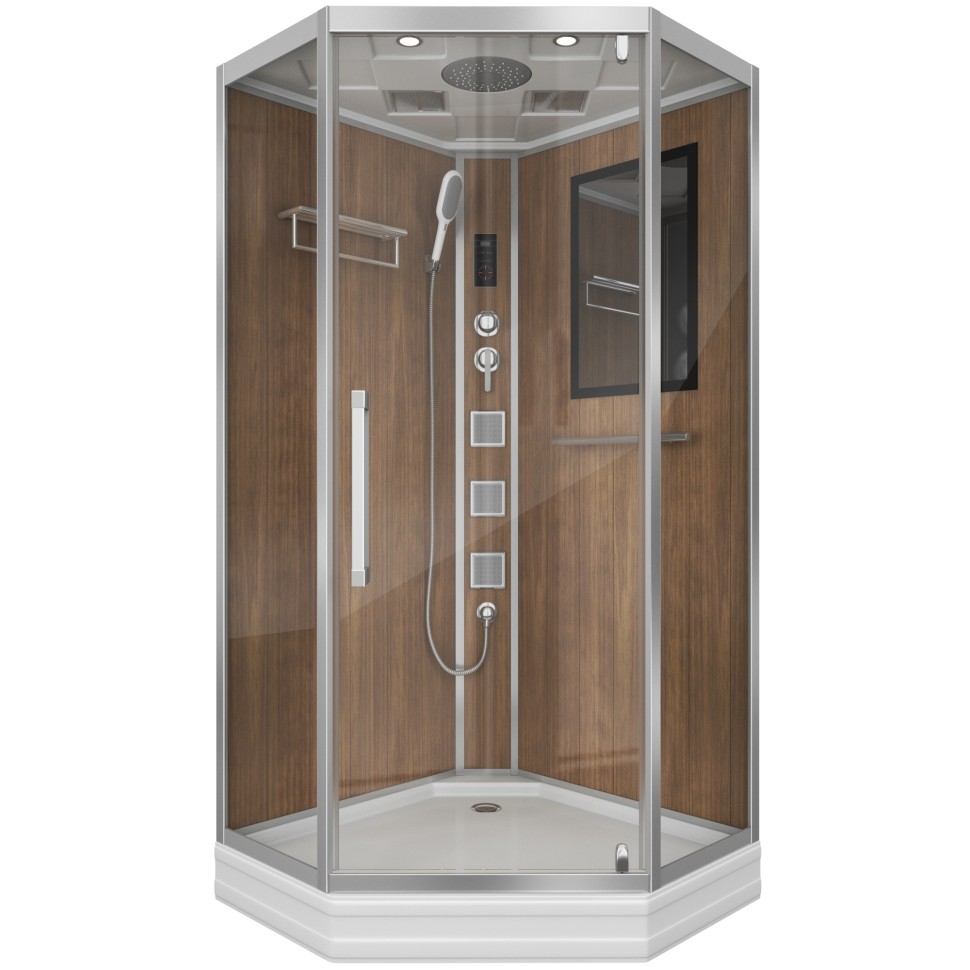 Душевая кабина Niagara Luxe 7717WD (100x100х215) низкий поддон(15см),дверь распашная,стенки серебро,4 места