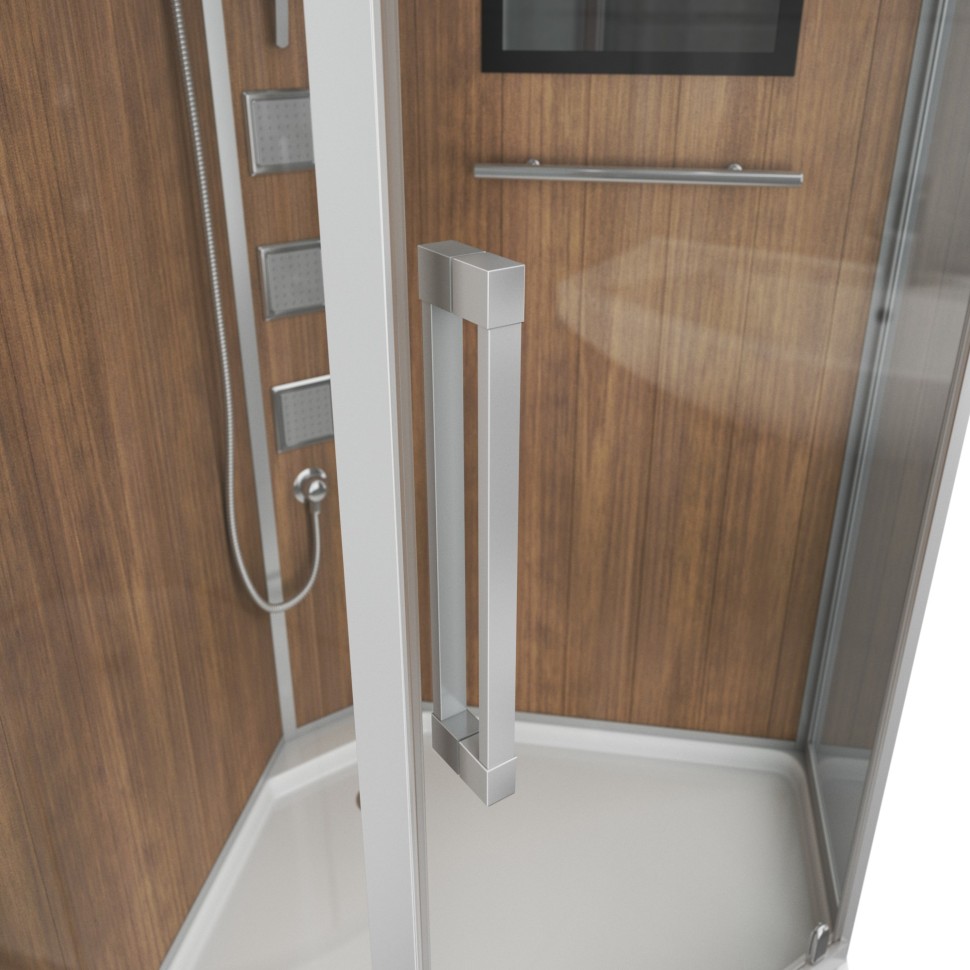 Душевая кабина Niagara Luxe 7717WD (100x100х215) низкий поддон(15см),дверь распашная,стенки серебро,4 места