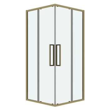 Душевое ограждение Grossman Cosmo 300.K33.02.8080.32.00 (80х80х195) квадрат,раздвижная,золото сатин,стекло прозрачное, 1 место