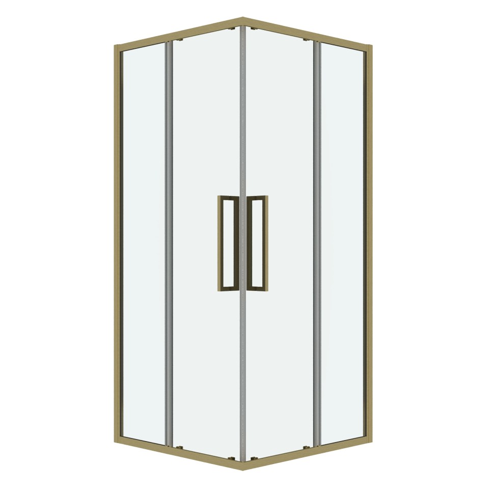 Душевое ограждение Grossman Cosmo 300.K33.02.8080.32.00 (80х80х195) квадрат,раздвижная,золото сатин,стекло прозрачное, 1 место