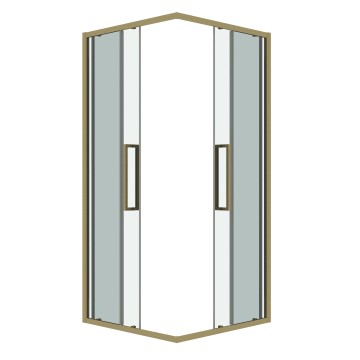 Душевое ограждение Grossman Cosmo 300.K33.02.8080.32.00 (80х80х195) квадрат,раздвижная,золото сатин,стекло прозрачное, 1 место