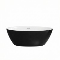 Ванна отдельностоящая Grossman Classic GR-2403MB (150х78х58) цвет черный/белый матовый,1 место