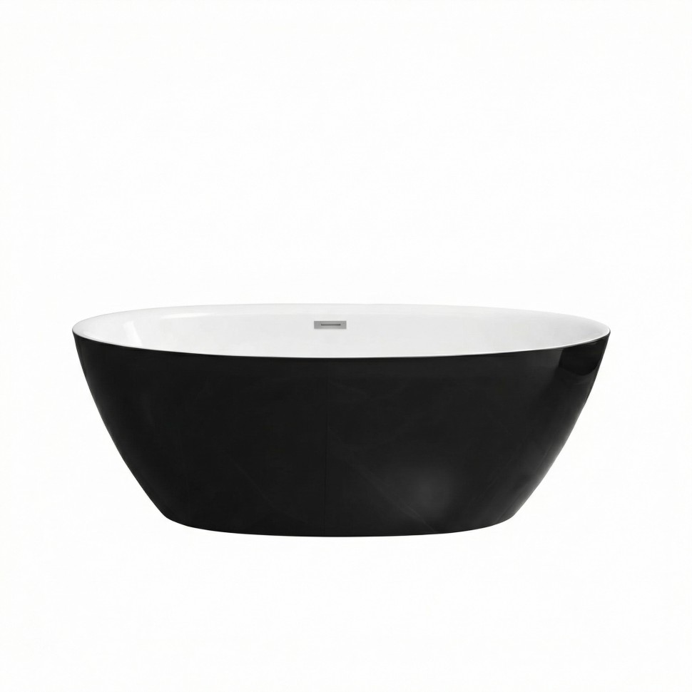 Ванна отдельностоящая Grossman Classic GR-2403MB (150х78х58) цвет черный/белый матовый,1 место