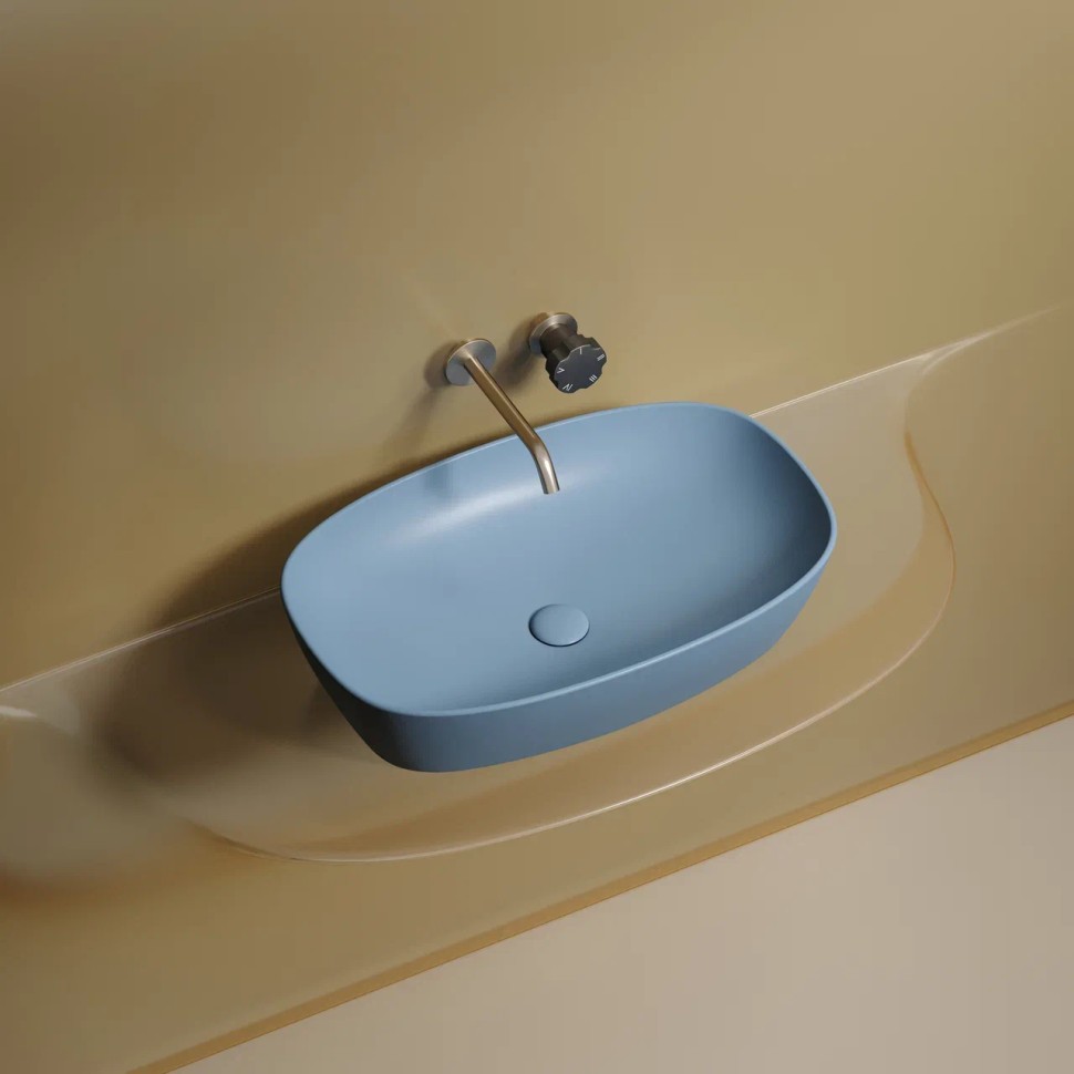 Умывальник чаша накладная овальная (цвет Голубой Матовый) Element 600x380x138мм