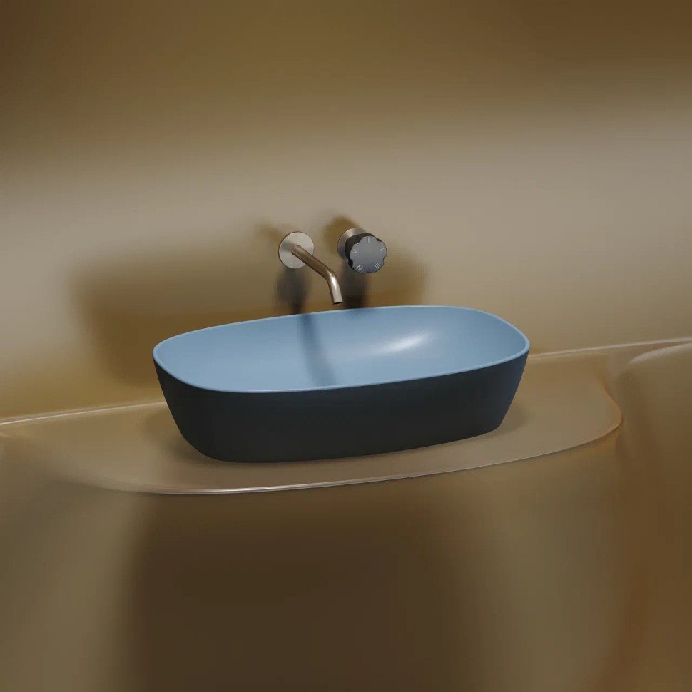 Умывальник чаша накладная овальная (цвет Голубой Матовый) Element 600x380x138мм
