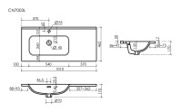Раковина накладная мебельная CERAMICANOVA Element чаша слева с отверстием под смеситель 1010x465x180 мм цвет белый CN7003L