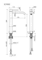 Смеситель для раковины высокий SANCOS Etna, брашированное золото, PVD покрытие, арт. SC9002BG