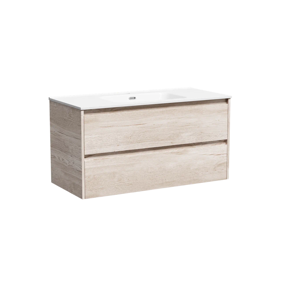 Тумба подвесная SANCOS Libra 990х450х500, c двумя ящиками оснащенными доводчиками, дуб галифакс натуральный, арт. LB100EG