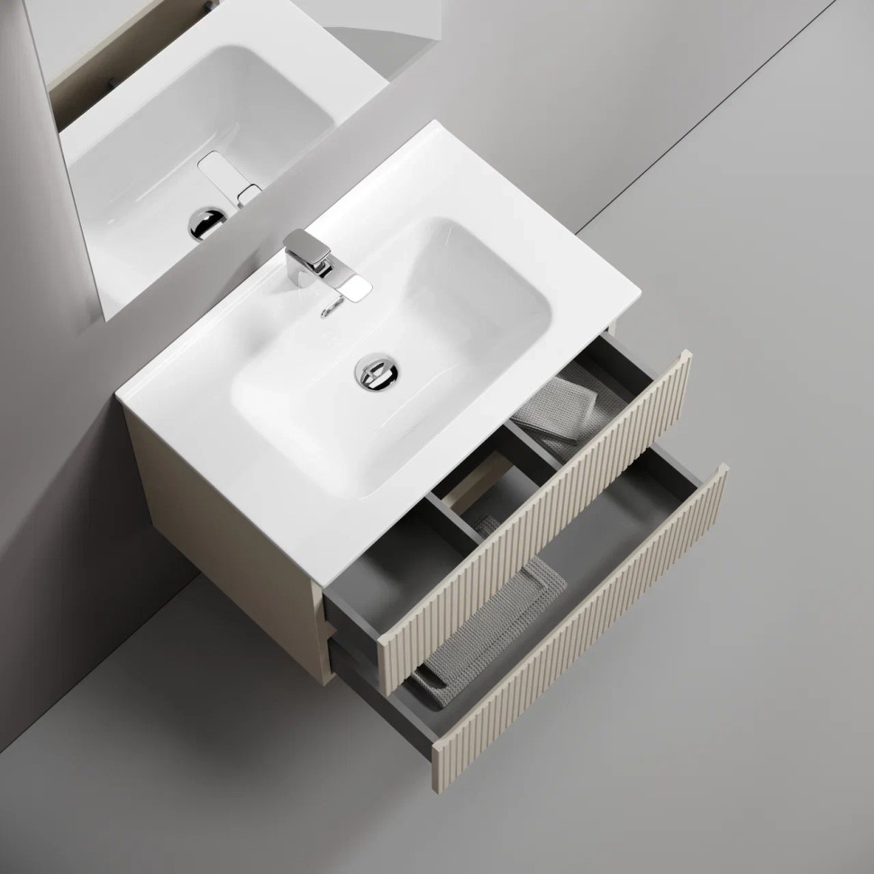 Тумба подвесная SANCOS Snob T 690х445х500, c двумя ящиками оснащенными доводчиками, Beige Soft , арт.SNT70CE