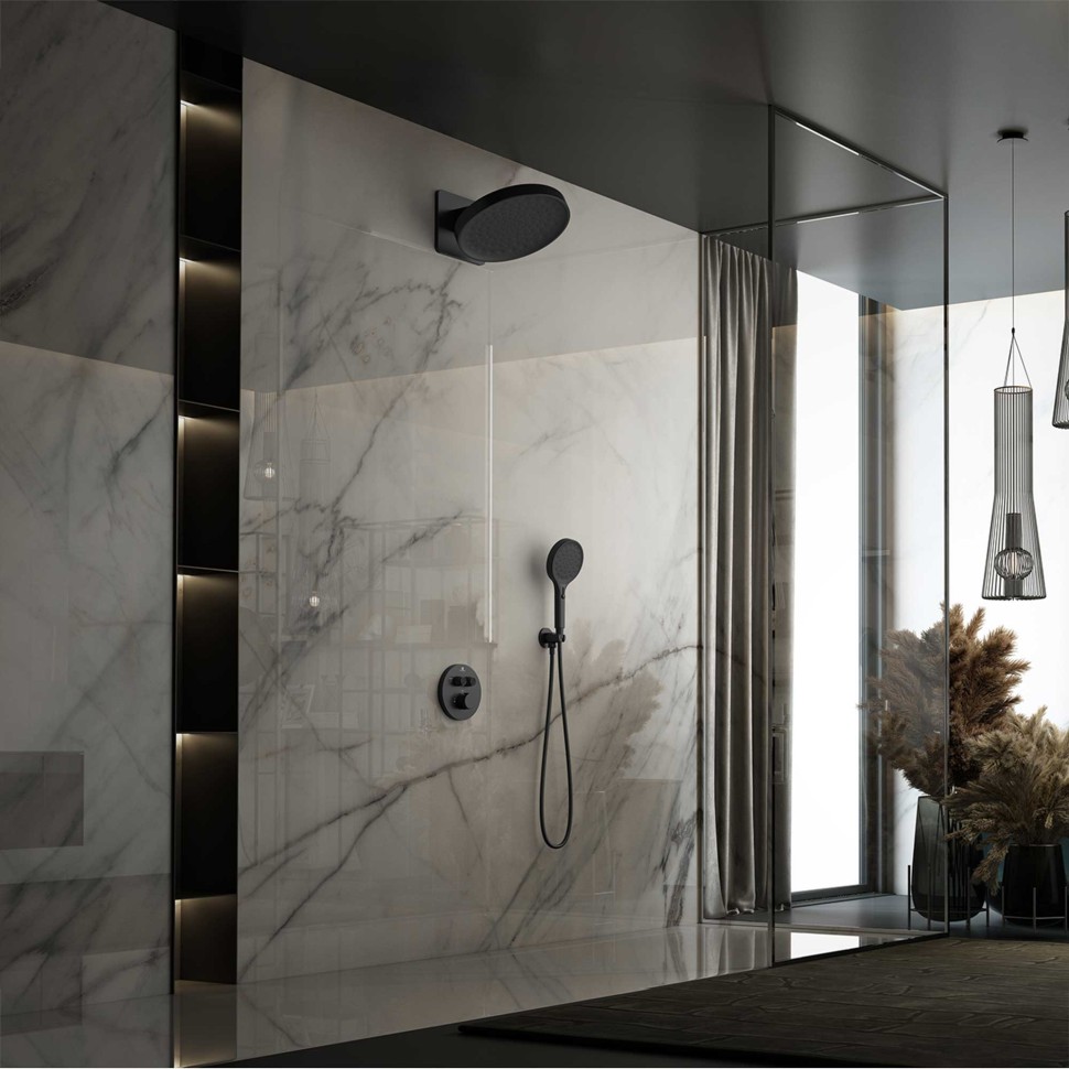 Душевой комплект Inspire VSFW-3I22MT3MB встраиваемый, термостатический, двухрежимный, черный