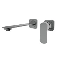 AQM6315GM Monza Смеситель для раковины настенный на 2 отв., внутр монтаж в компл., серый матовый
