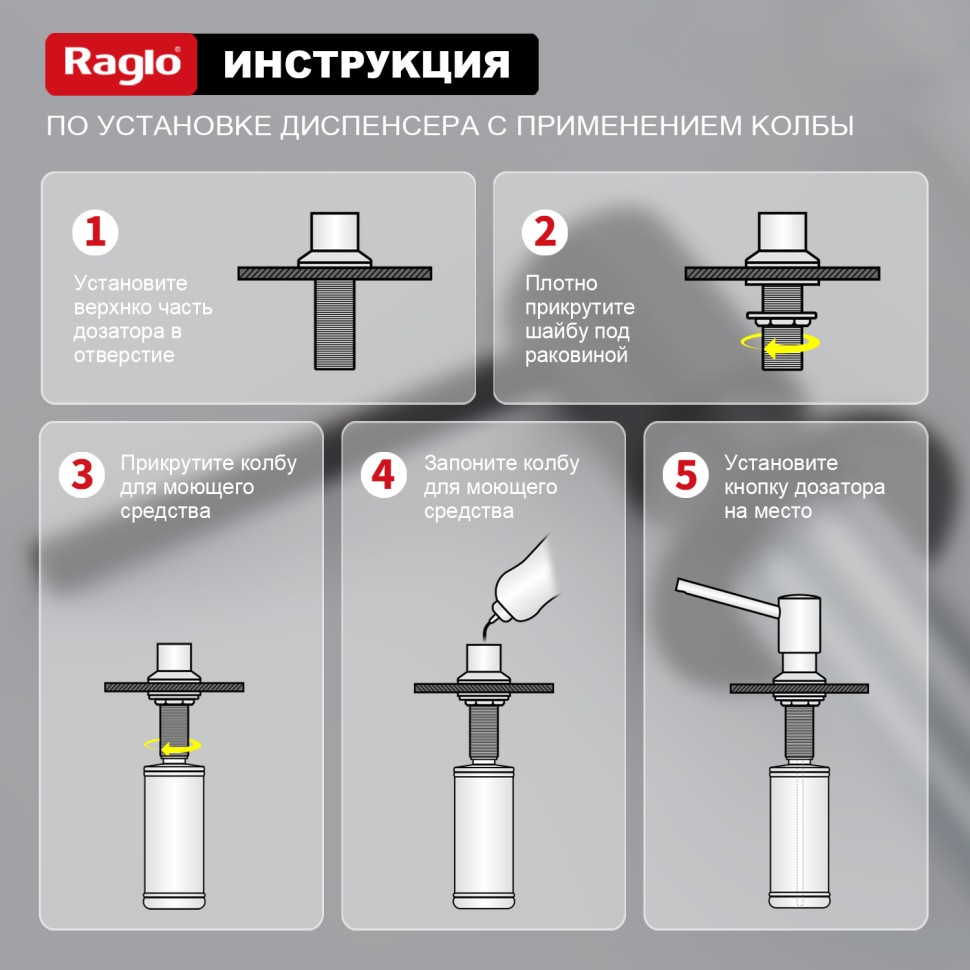 Кухонный диспенсер для моющего средства Raglo черный