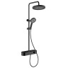 AQM8009B Душевая система со смесит. (верхн. душ 260мм, ручн. душ 3 режима, каскад. излив), черный